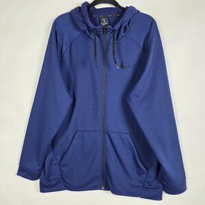 Nike Dri Fit Activewear Mens XL Long Sleeve Full Zip Blue Hoodie